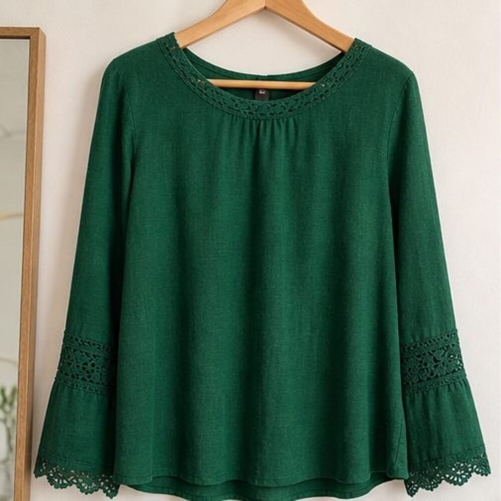 Emerald Lace Trim Top